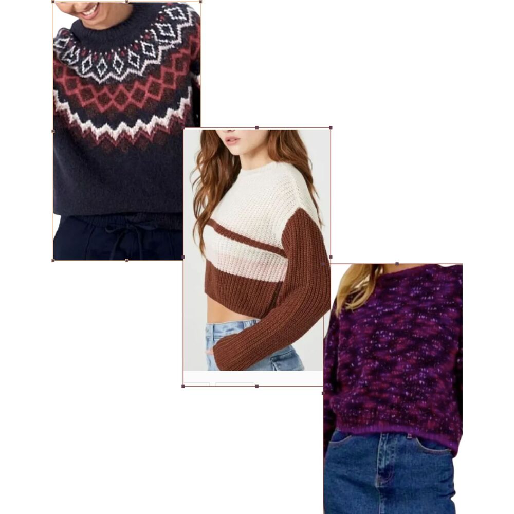 Womens Cropped Sweaters Bundle Set of 3 Size S-M